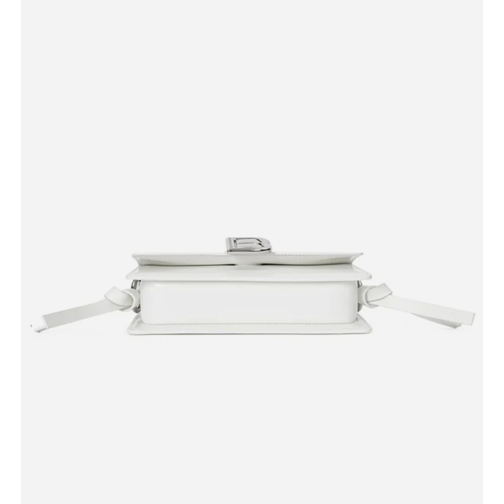 BRANDON BLACKWOOD Medium Nia White Hard Leather Shoulder Bag w/ Silver Hardware - Picture 11 of 11